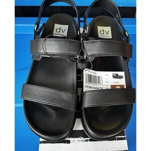 Dolce Vita Argyle Sz 9 Black Footbed Ankle Strap Sandals NWT Comfy